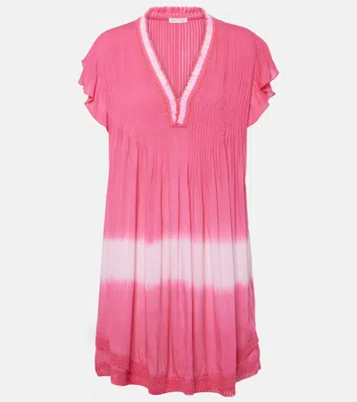 Poupette St Barth Sasha Ruffled Pleated Minidress In Pink