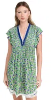 Poupette St Barth Sasha V Mini Dress Blue Honolulu