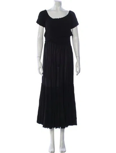 Pre-owned Poupette St Barth Scoop Neck Long Dress In Blue