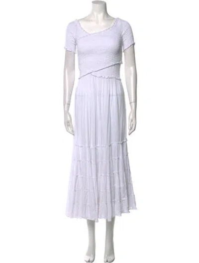 Pre-owned Poupette St Barth Scoop Neck Long Dress In White