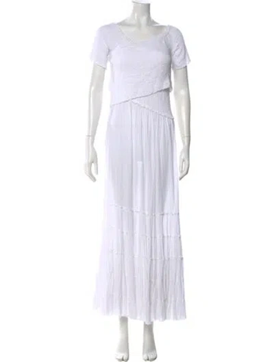 Pre-owned Poupette St Barth Scoop Neck Long Dress In White
