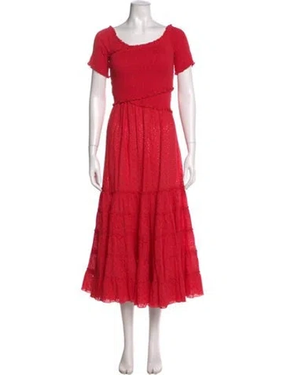 Pre-owned Poupette St Barth Scoop Neck Midi Length Dress In Pink