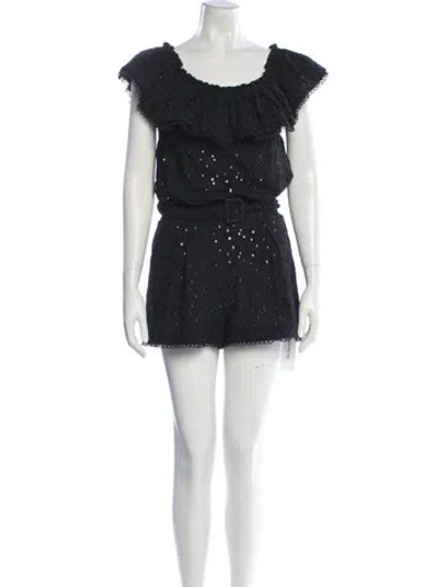 Pre-owned Poupette St Barth Scoop Neck Romper In Black