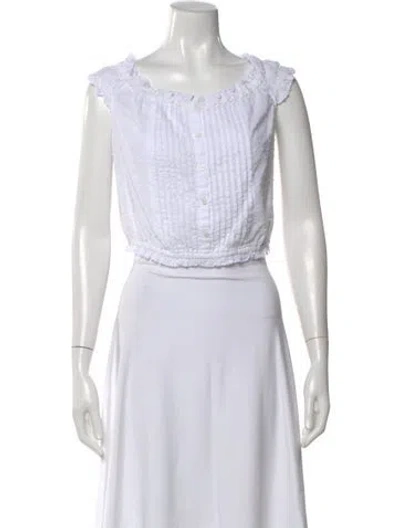 Pre-owned Poupette St Barth Scoop Neck Sleeveless Blouse In White