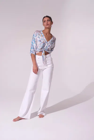 Poupette St Barth Shirt Azia Botanique White Blue