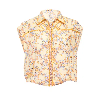 Poupette St Barth Shirt Margo Yellow Kookoo Bird In Orange