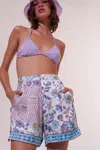 Poupette St Barth Short Isabelle Botanique White Blue In Purple