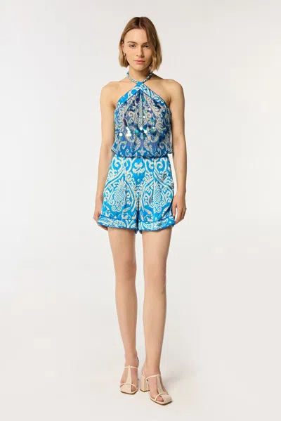 Poupette St Barth Short Isabelle In Turquoise