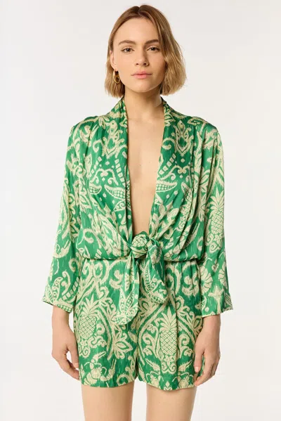 Poupette St Barth Short Jumpsuit Celie In Green
