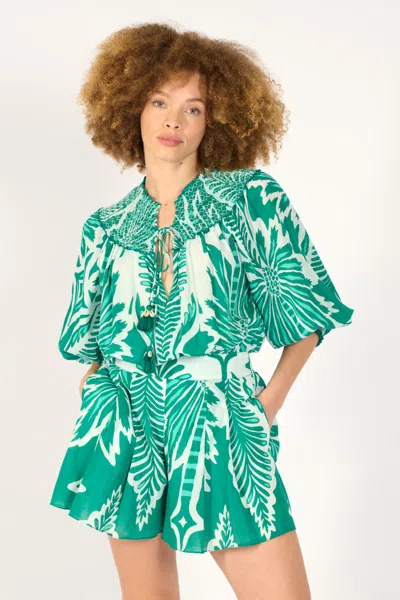 Poupette St Barth Short Jumpsuit Janna In Green