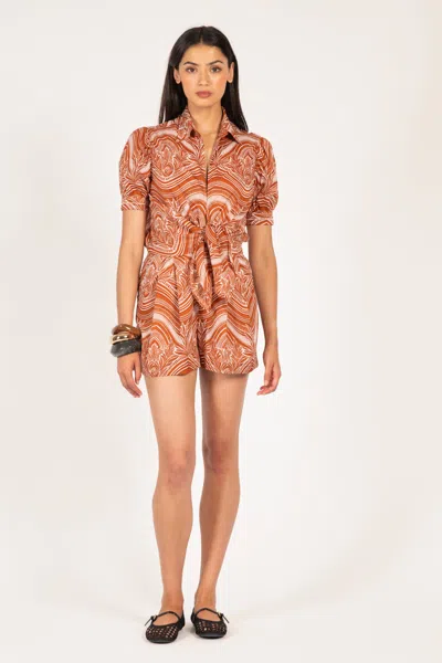 Poupette St Barth Short Jumpsuit Livia In Brown