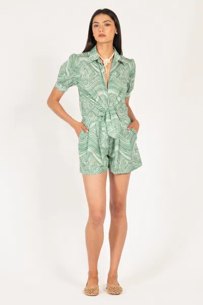 Poupette St Barth Short Jumpsuit Livia In Green