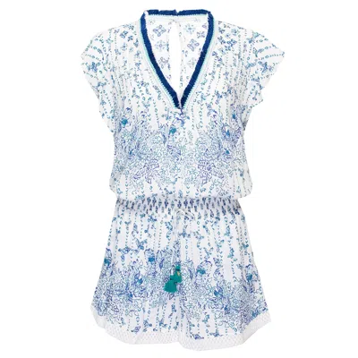 Poupette St Barth Short Jumpsuit Sasha Blue Parrot Batik Rombo
