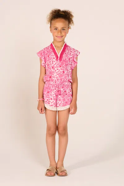 Poupette St Barth Kids' Short Jumpsuit Sasha For Girls In Pink
