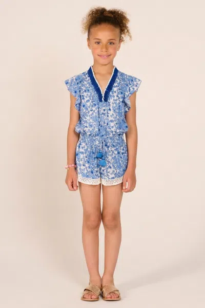 Poupette St Barth Short Jumpsuit Sasha For Girls In Blue