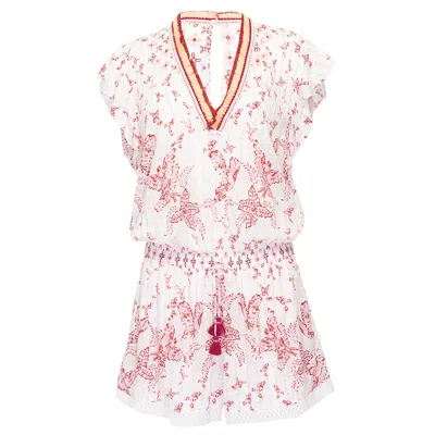 Poupette St Barth Short Jumpsuit Sasha Pink Parrot Batik Rombo