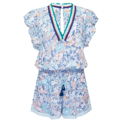 Poupette St Barth Short Jumpsuit Sasha Sky Blue Marigold