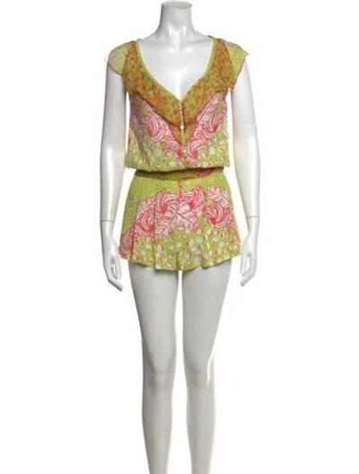 Pre-owned Poupette St Barth Silk Floral Print Romper In Multi