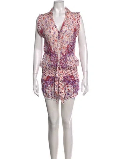 Pre-owned Poupette St Barth Silk Floral Print Romper In Multicolor