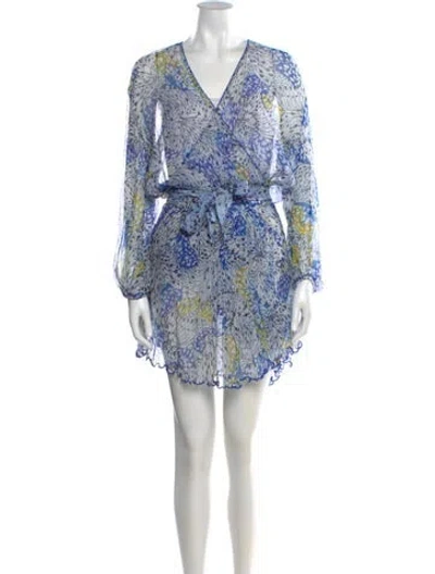 Pre-owned Poupette St Barth Silk Knee-length Dress W/ Tags In Blue