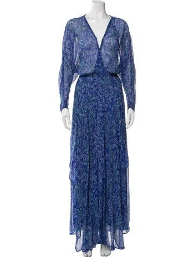 Pre-owned Poupette St Barth Silk Long Dress In Blue