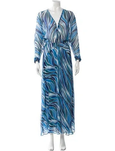 Pre-owned Poupette St Barth Silk Long Dress In Blue