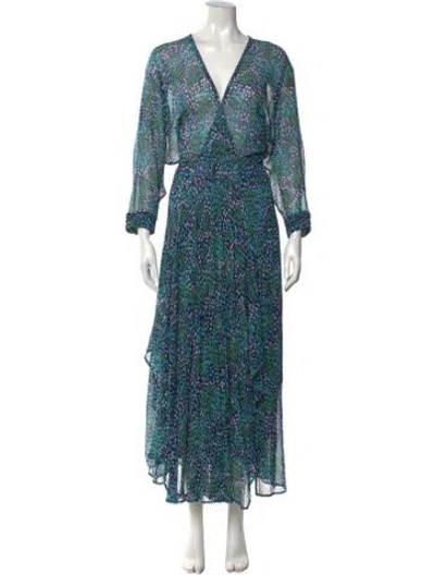 Pre-owned Poupette St Barth Silk Long Dress In Blue
