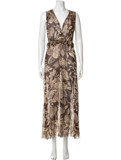 Pre-owned Poupette St Barth Silk Long Dress In Multi