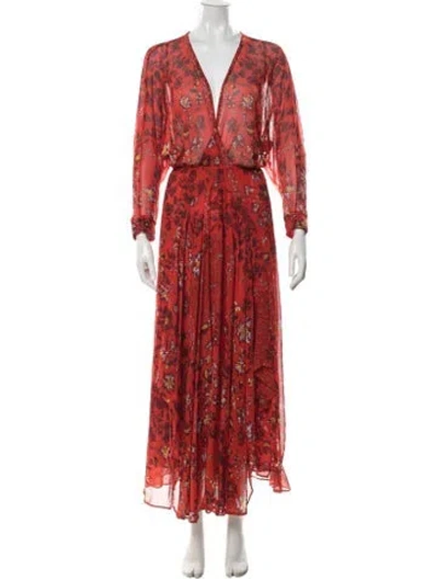 Pre-owned Poupette St Barth Silk Long Dress In Red