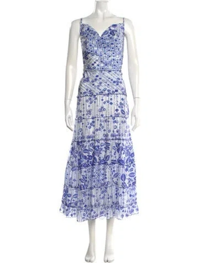 Pre-owned Poupette St Barth Silk Long Dress W/ Tags In Blue