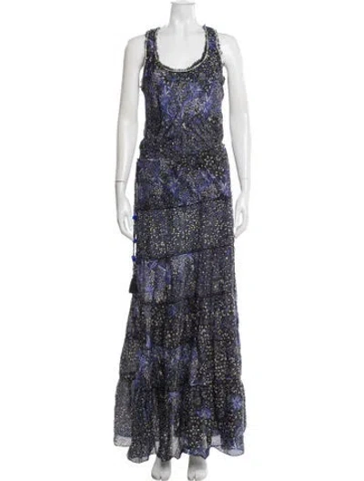 Pre-owned Poupette St Barth Silk Long Dress W/ Tags In Blue