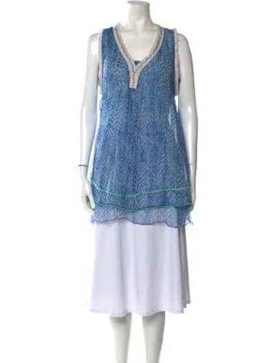 Pre-owned Poupette St Barth Silk Mini Dress In Blue