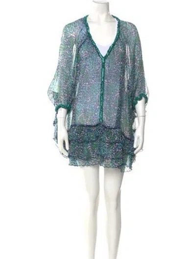 Pre-owned Poupette St Barth Silk Mini Dress In Blue