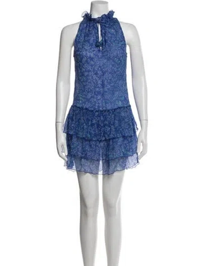 Pre-owned Poupette St Barth Silk Mini Dress In Blue