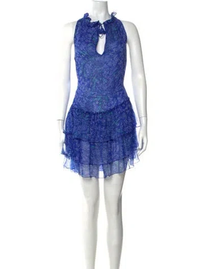 Pre-owned Poupette St Barth Silk Mini Dress In Blue