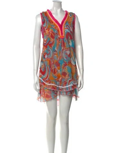 Pre-owned Poupette St Barth Silk Mini Dress In Green