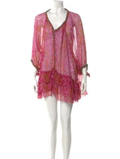 Pre-owned Poupette St Barth Silk Mini Dress In Pink