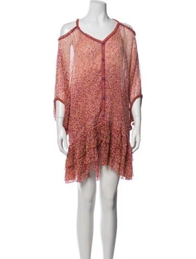 Pre-owned Poupette St Barth Silk Mini Dress In Pink