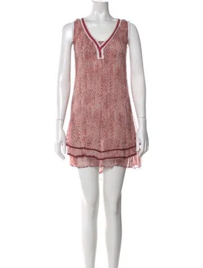 Pre-owned Poupette St Barth Silk Mini Dress In Red