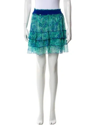 Pre-owned Poupette St Barth Silk Mini Skirt W/ Tags In Blue