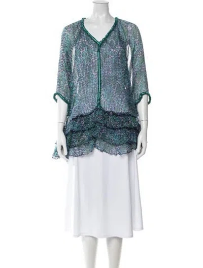 Pre-owned Poupette St Barth Silk Printed Blouse In Blue