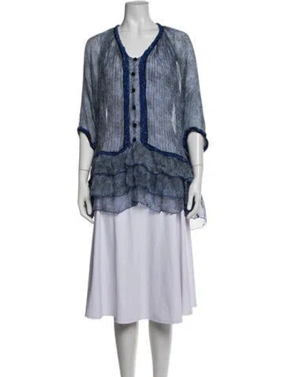 Pre-owned Poupette St Barth Silk Printed Blouse In Blue