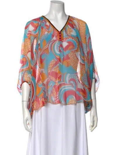 Pre-owned Poupette St Barth Silk Printed Blouse In Multi
