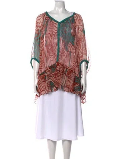 Pre-owned Poupette St Barth Silk Printed Blouse W/ Tags In Multi