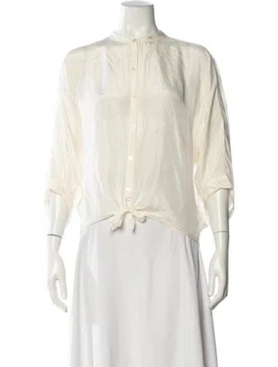 Pre-owned Poupette St Barth Silk Three-quarter Sleeve Blouse In Neutral
