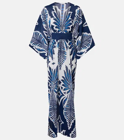 Poupette St Barth Sol Floral Cotton Muslin Kaftan In Blue