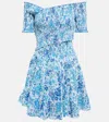 Poupette St Barth Soledad Cotton Minidress In Blue Aquarelle