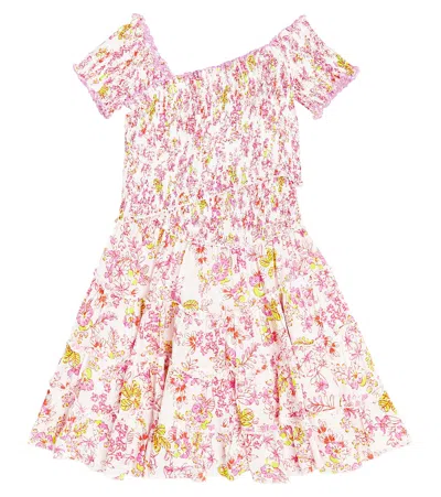 Poupette St Barth Kids' Soledad Floral Tiered Dress In Pink
