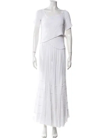 Pre-owned Poupette St Barth Square Neckline Long Dress In White
