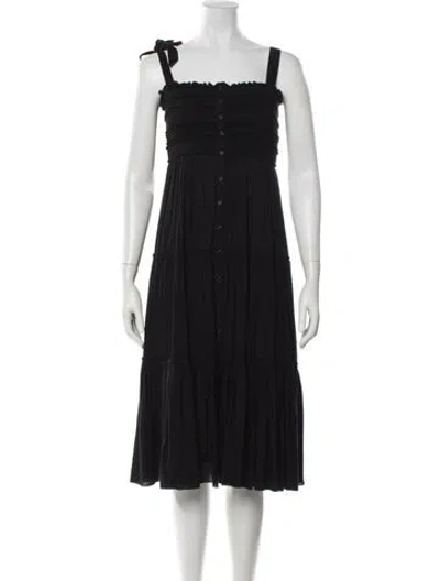Pre-owned Poupette St Barth Square Neckline Midi Length Dress In Blue